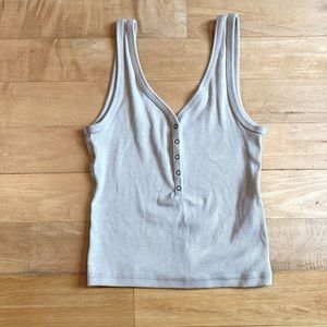 Abercrombie beige ribbed henley tank top